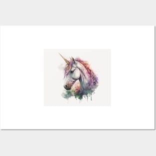 Unicorn Watercolour Painting Posters and Art